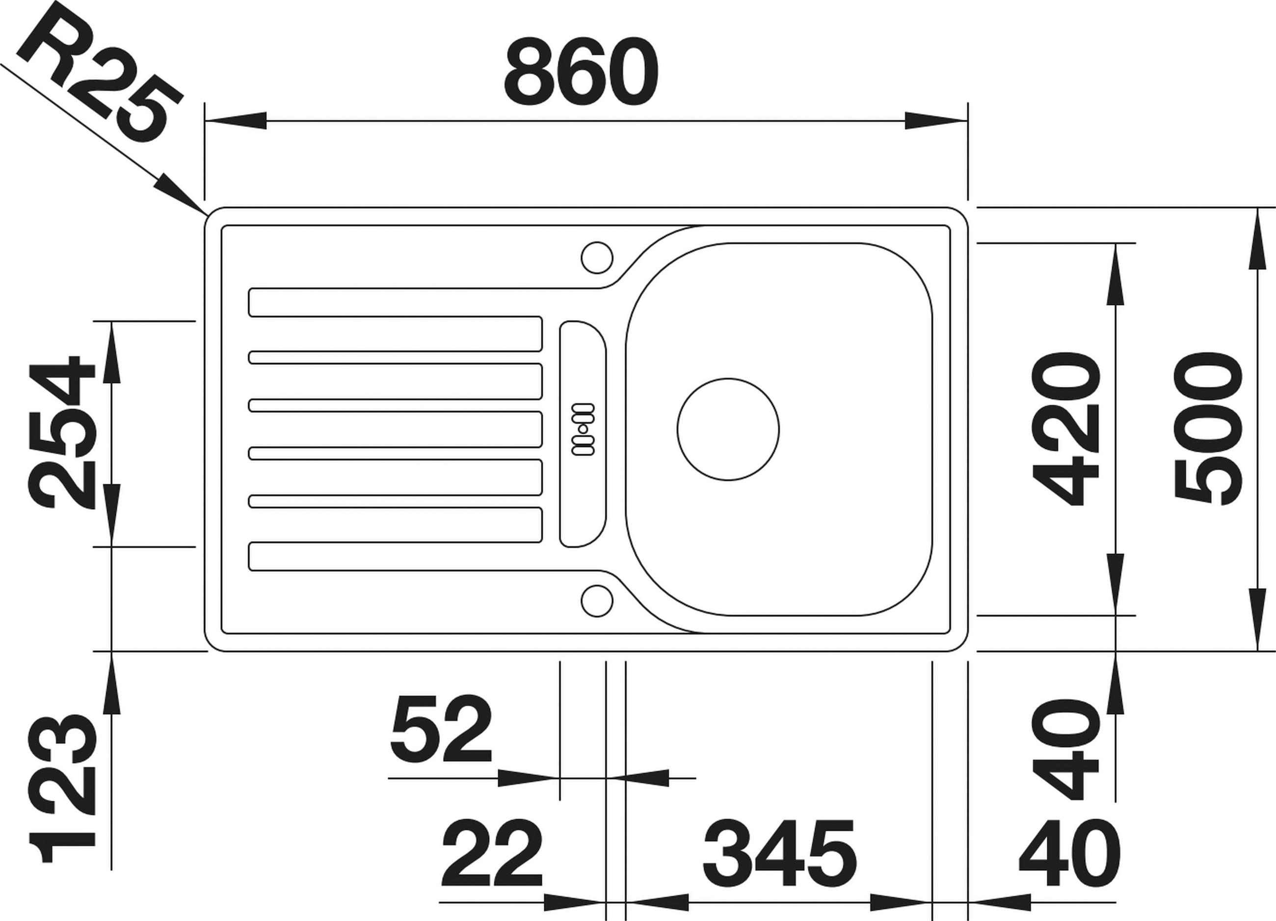 SPÜLE 519717  - Basics, Metall (86/16,5/50cm) - Blanco