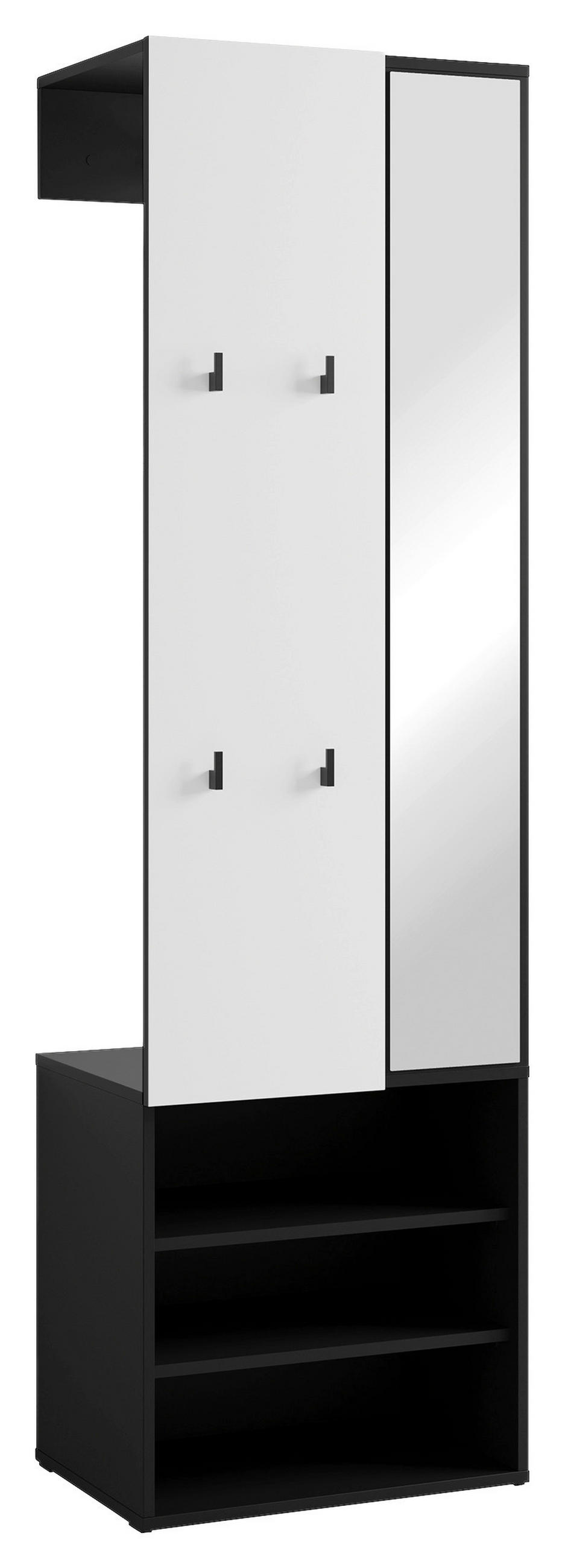 GARDEROBE  in 55/187,5/40,5 cm  - Schwarz/Weiß, Design, Holzwerkstoff (55/187,5/40,5cm) - MID.YOU