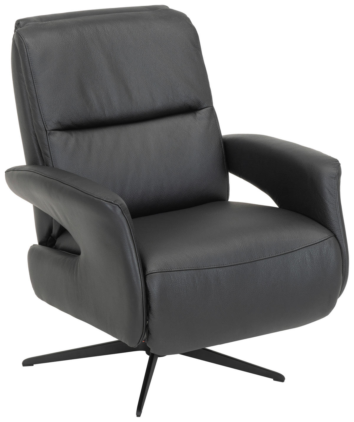 RELAXFÅTÖLJ i trä, metall, läder svart  - svart, Klassisk, metall/läder (75/107/88cm) - Welnova