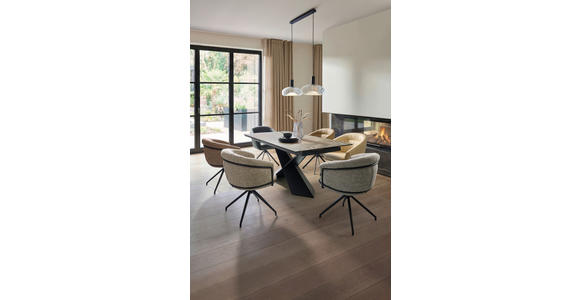 ESSTISCH in Metall, Glas, Keramik 180-250/98/77 cm  - Beige/Schwarz, Design, Glas/Keramik (180-250/98/77cm) - Belluti