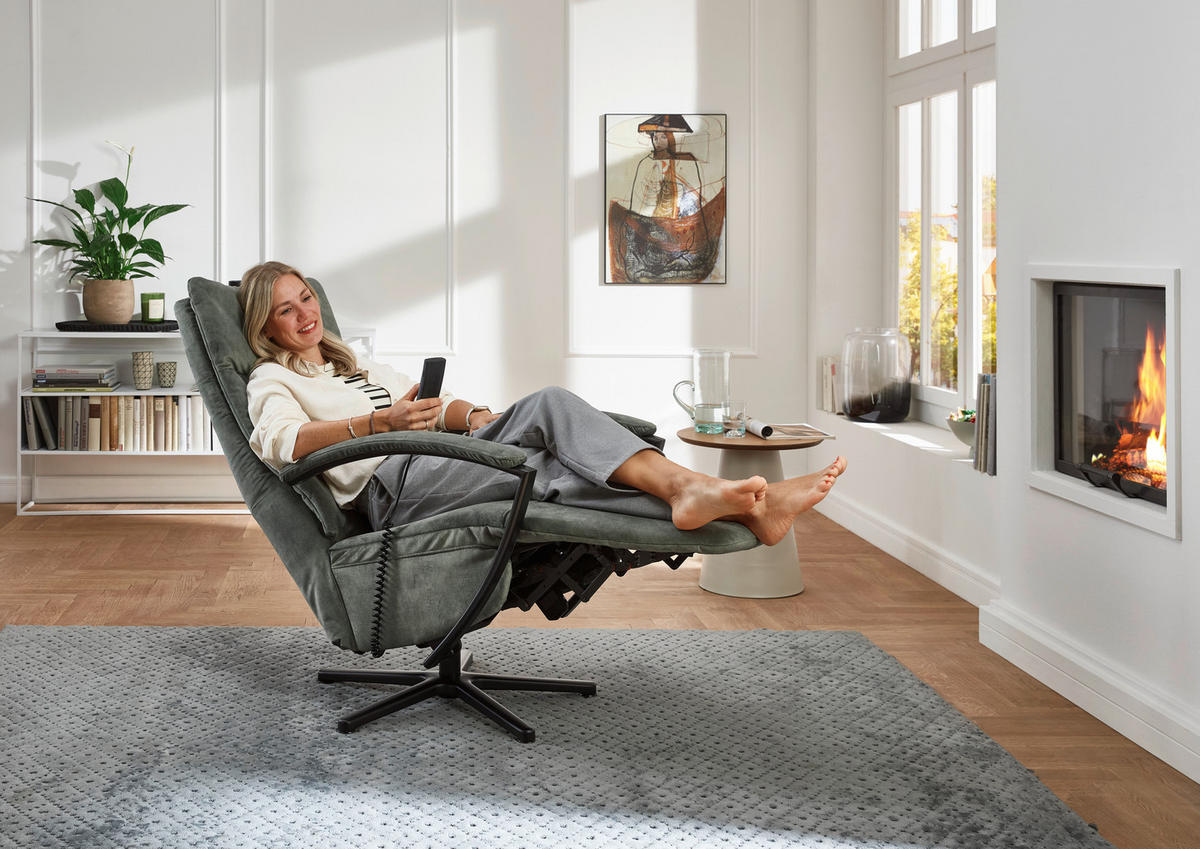 RELAXSESSEL in Textil Dunkelgrün  - Dunkelgrün/Schwarz, Design, Textil/Metall (66/112/83cm) - Beldomo Speed