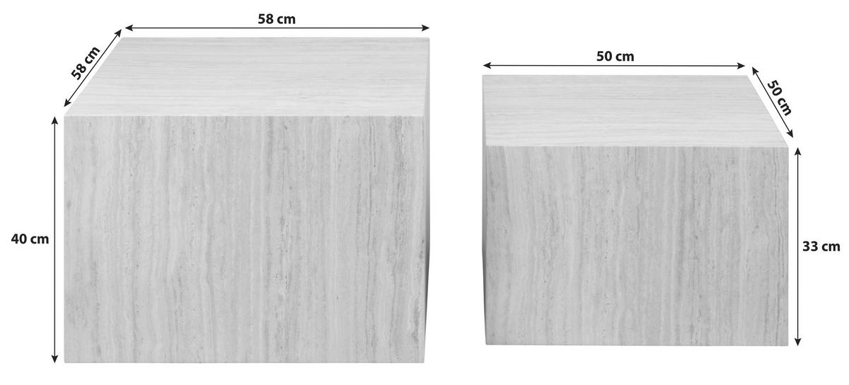 COUCHTISCHSET quadratisch Beige  - Beige, Design, Papier/Holzwerkstoff (58/50/40/33/58/50cm) - MID.YOU