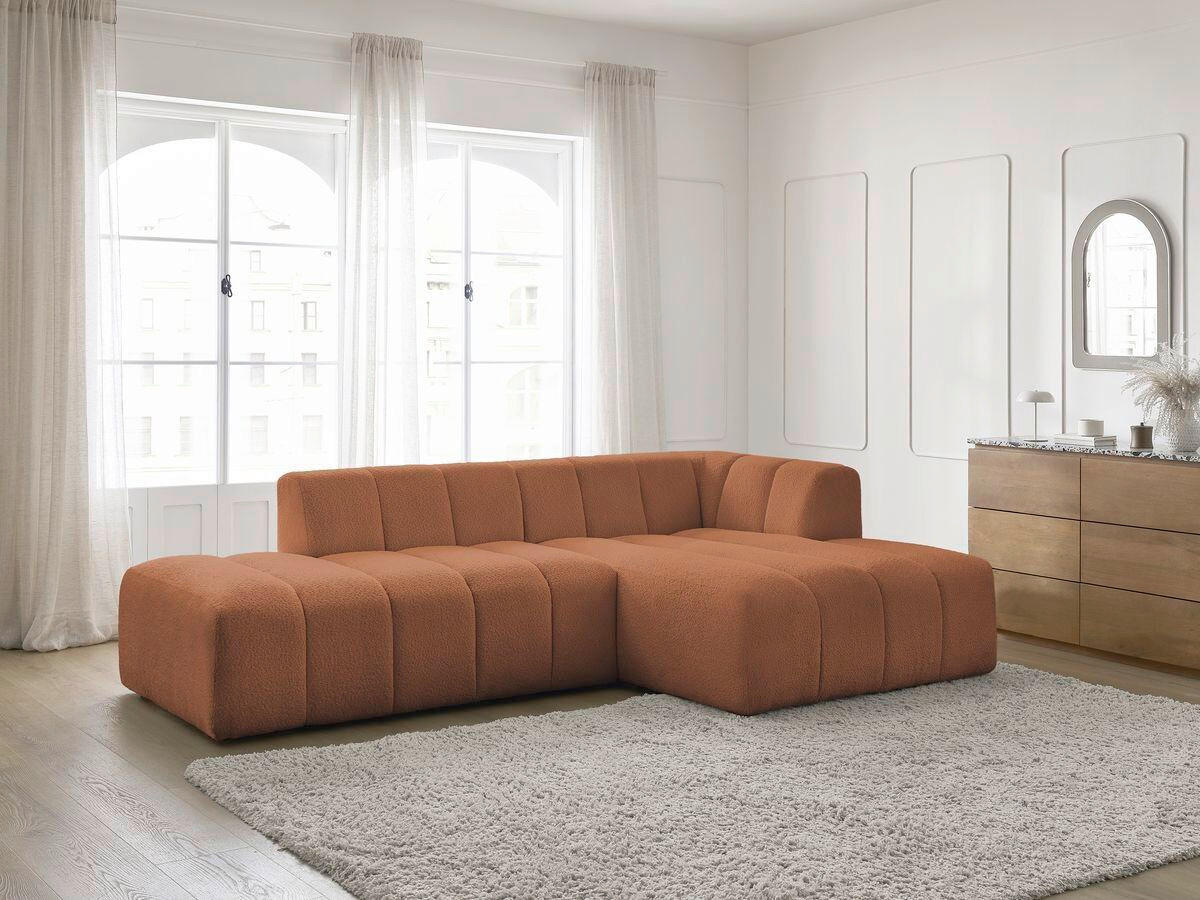 ECKSOFA  ANNECY Orange Bouclé  - Schwarz/Orange, MODERN, Kunststoff/Textil (262/170cm)
