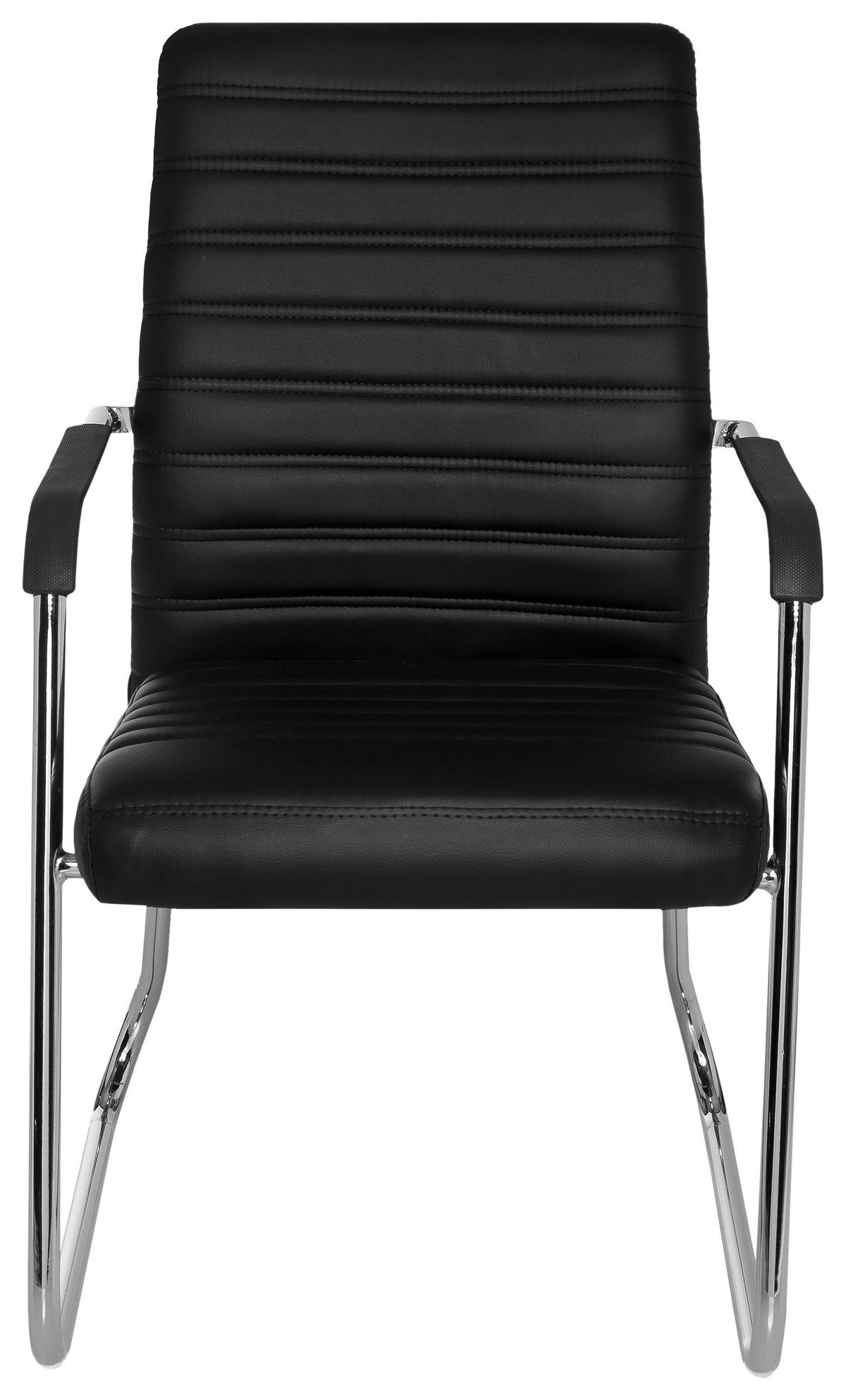 BESUCHERSTUHL  in Lederlook Schwarz  - Chromfarben/Schwarz, MODERN, Kunststoff/Textil (55/96/46cm) - MID.YOU