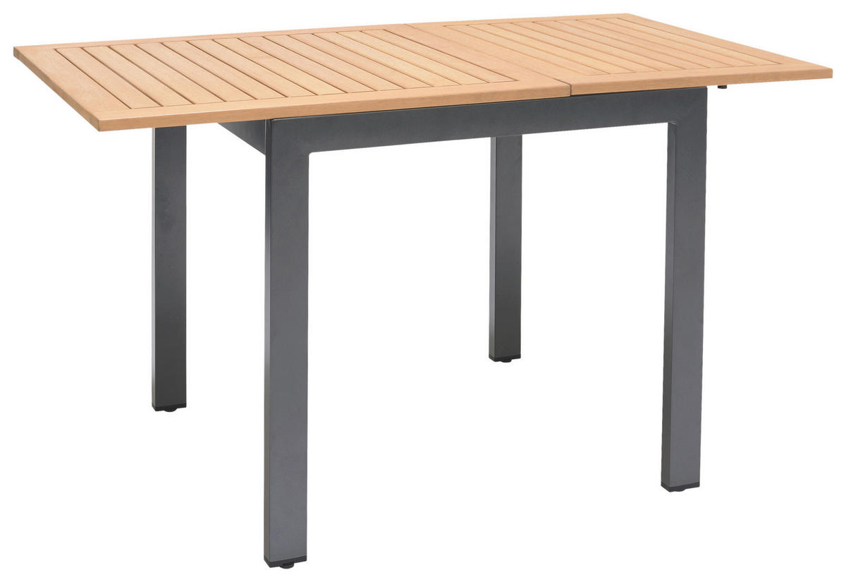 GARTENTISCH ausziehbar 75-126/70/75 cm Holz, Metall rechteckig  - Dunkelgrau/Naturfarben, Design, Holz/Metall (75-126/70/75cm) - Ambia Garden