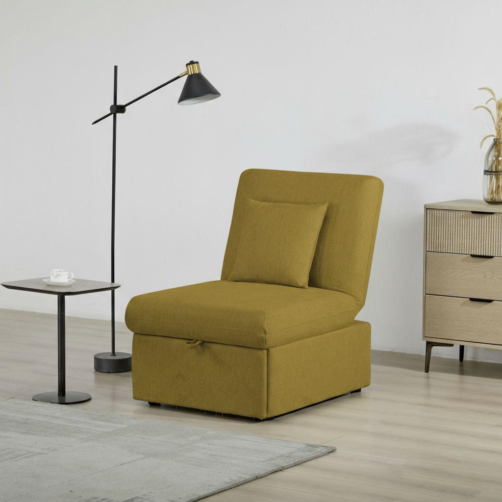 SCHLAFSESSEL in Samt Senfgelb  - Senfgelb/Schwarz, Design, Holz/Kunststoff (70/95/97cm) - Livetastic