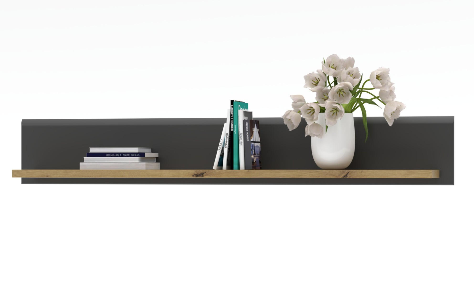 WANDBOARD in 160/24/22 cm Graphitfarben, Eiche Artisan  - Graphitfarben/Eiche Artisan, Design, Holzwerkstoff (160/24/22cm) - MID.YOU