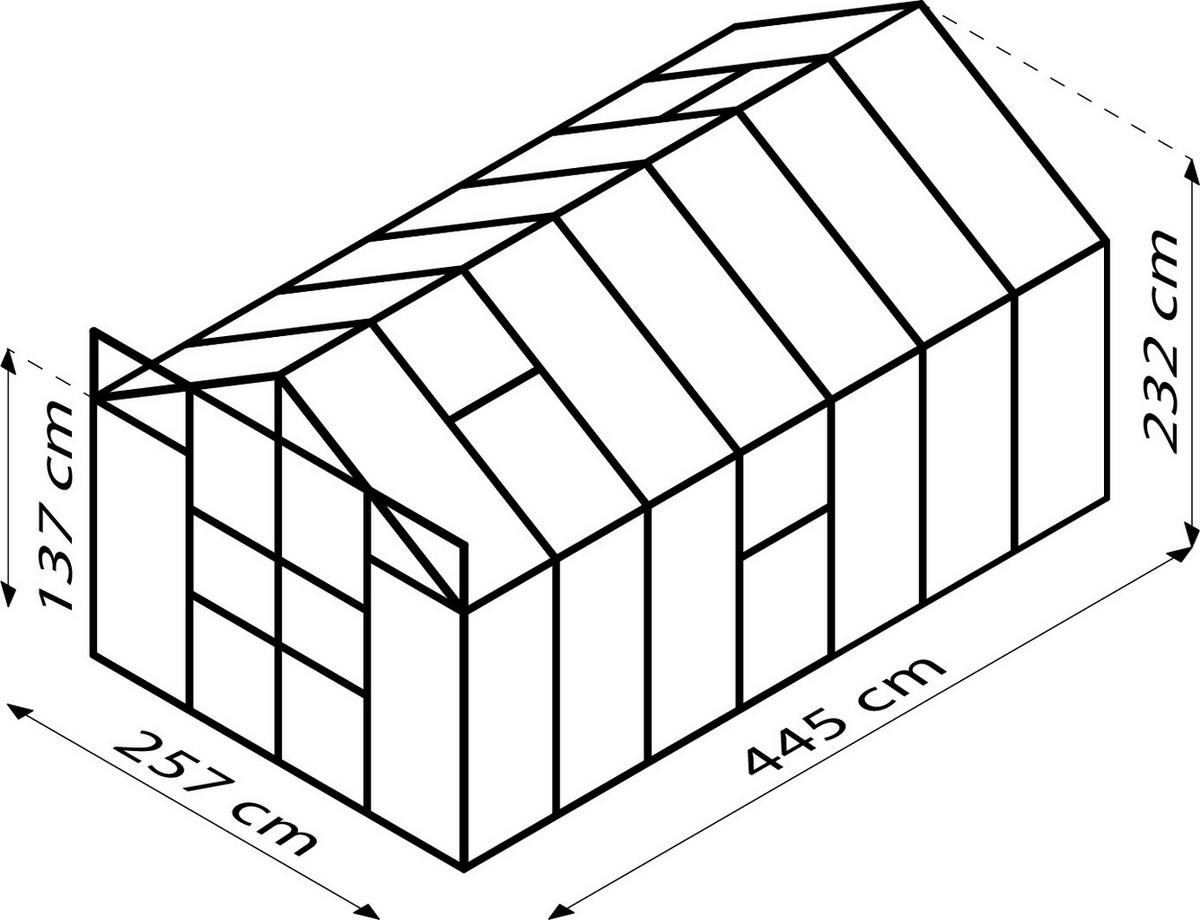 GEWÄCHSHAUSBAUSATZ - Schwarz, Basics, Glas/Metall (257/231,8/445cm)