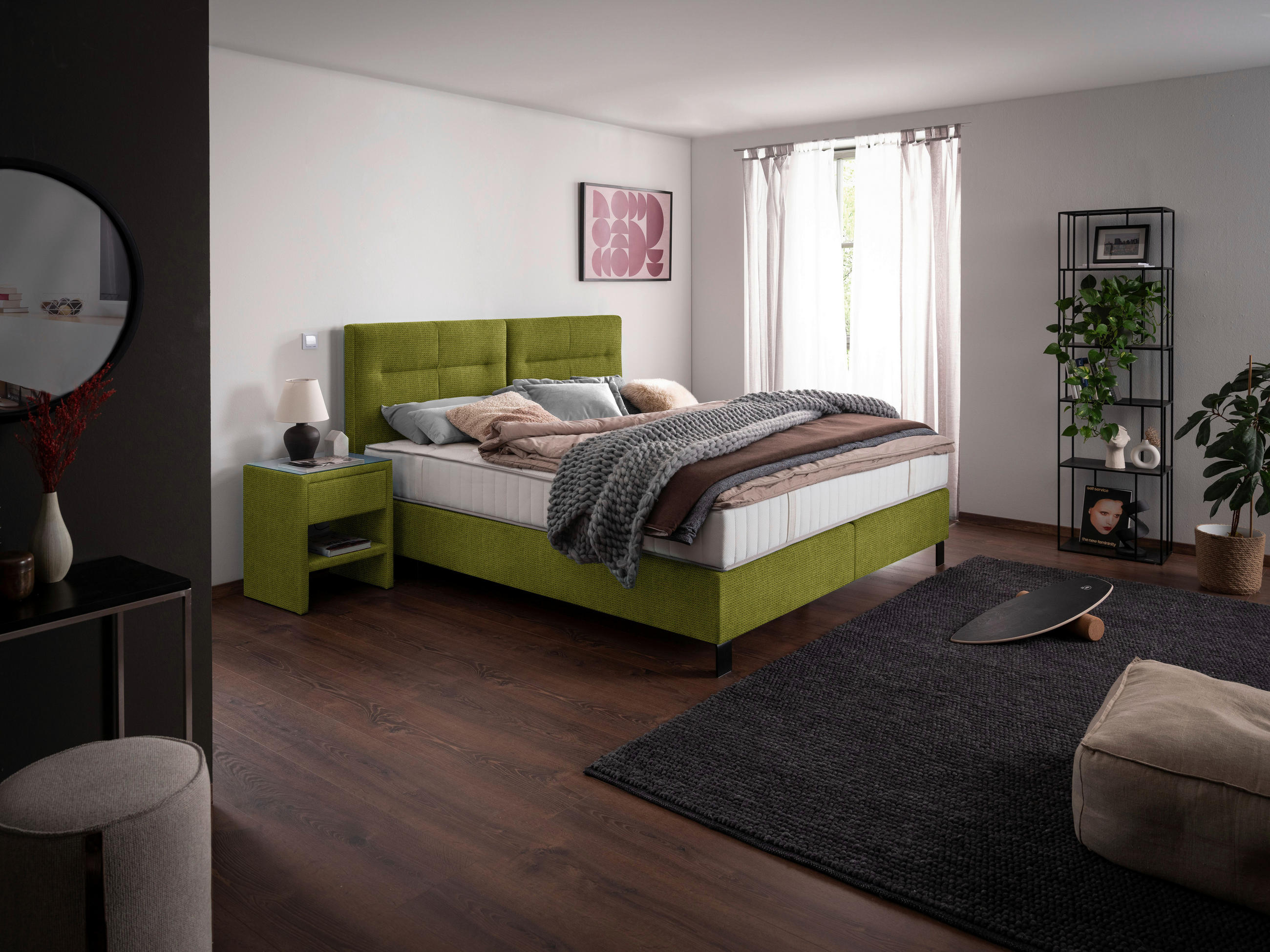 BOXSPRINGBETT 180/220 cm  in Hellgrün  - Schwarz/Hellgrün, KONVENTIONELL, Textil/Metall (180/220cm) - Esposa