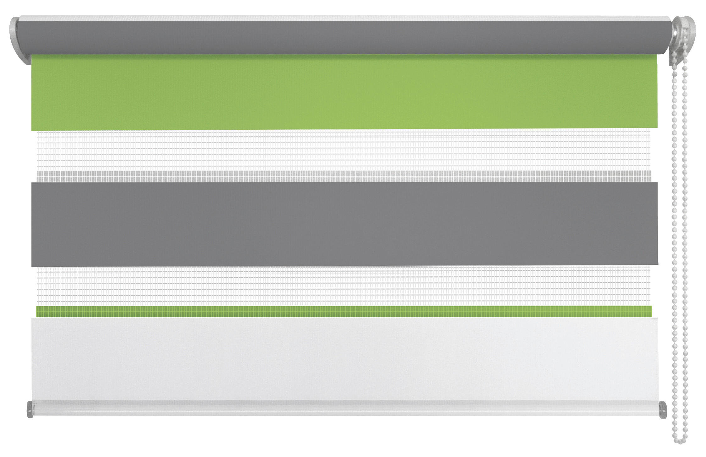 DOPPELROLLO  halbtransparent   80/210 cm   - Weiß/Grau, Basics, Kunststoff (80/210cm)