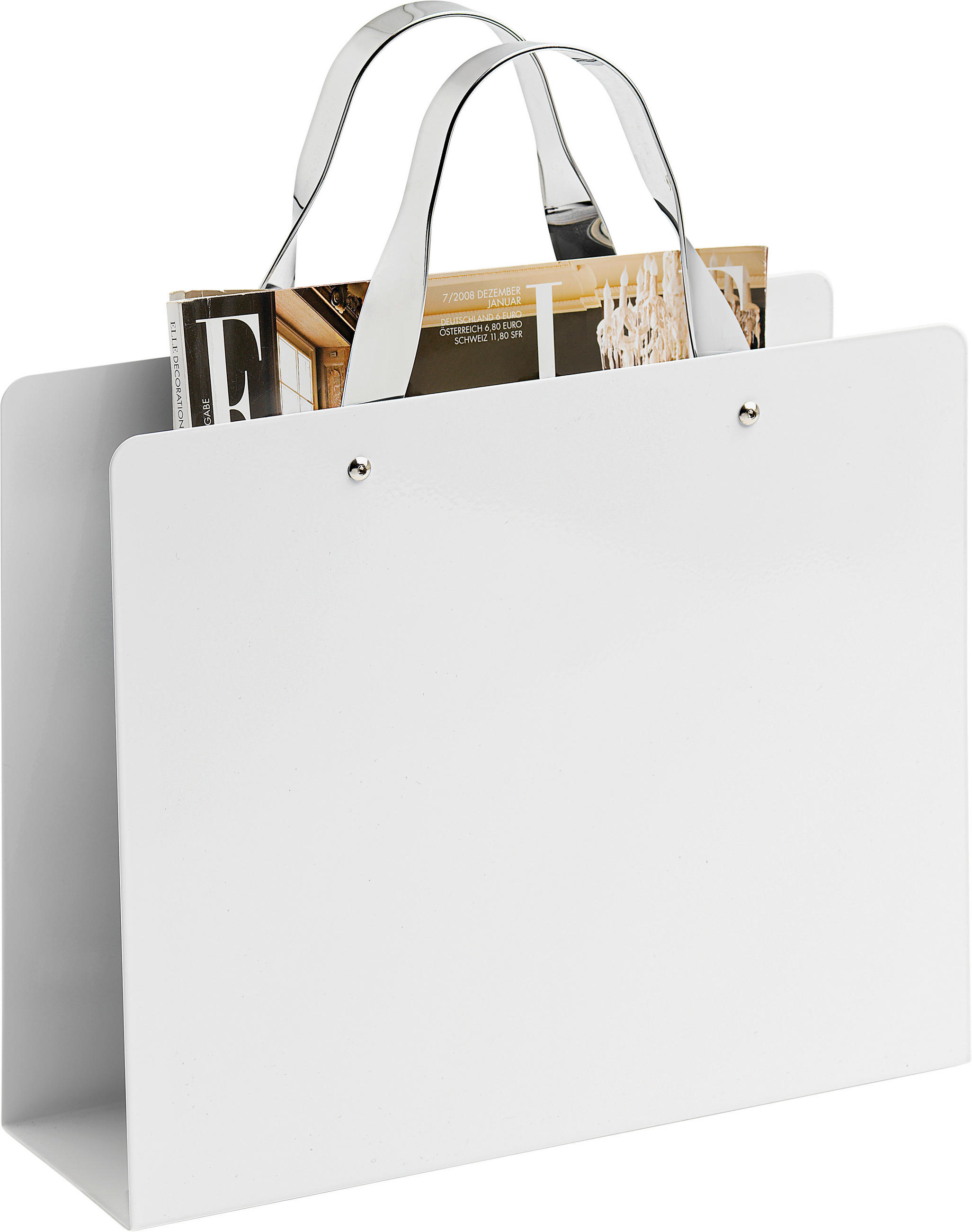 Carryhome STOJAN NA NOVINY, bílá, barvy chromu