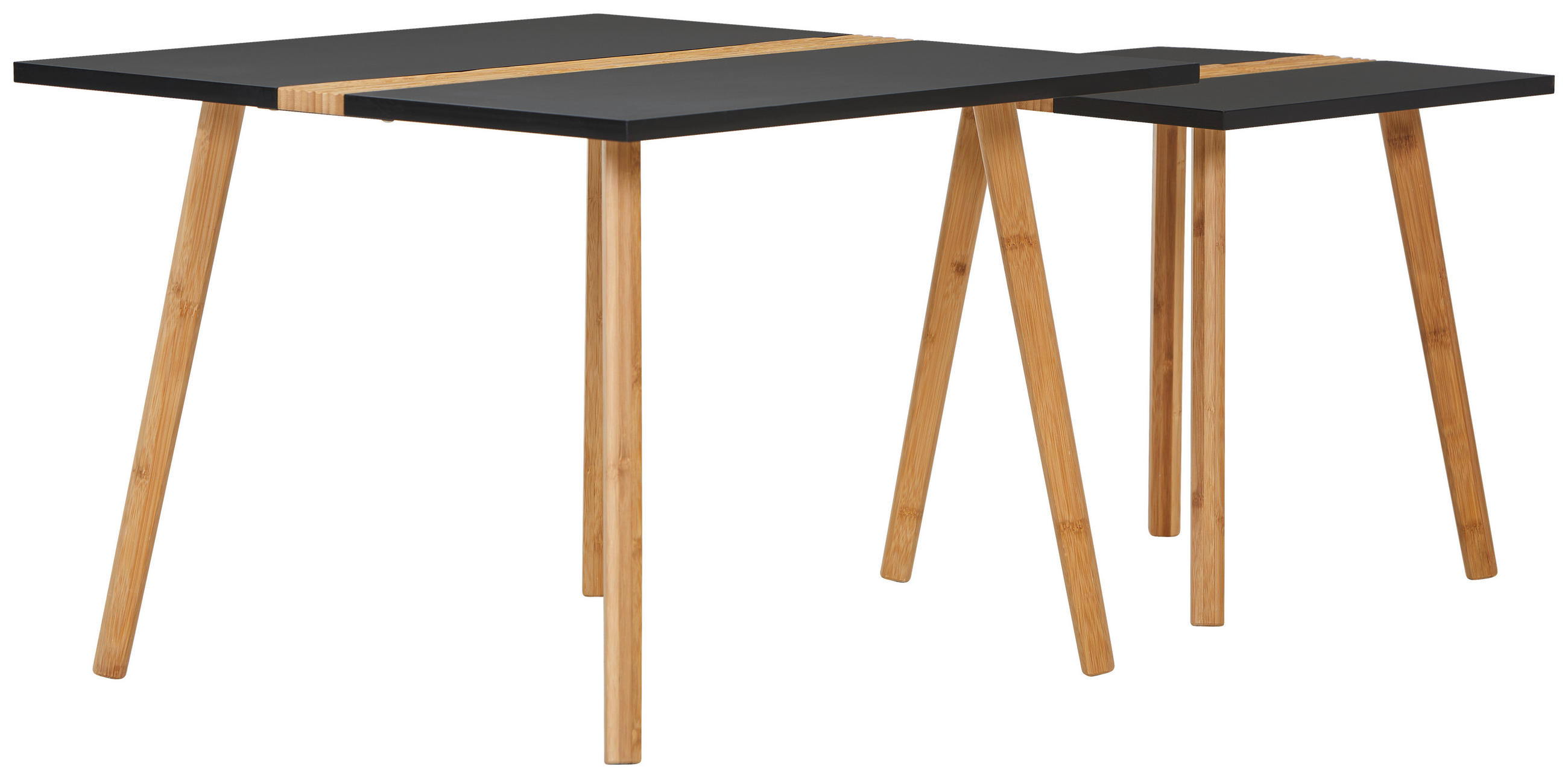 SATZTISCH Bambus quadratisch Schwarz, Naturfarben  - Schwarz/Naturfarben, MODERN, Holz (60/40/60/40/45/40cm) - MID.YOU