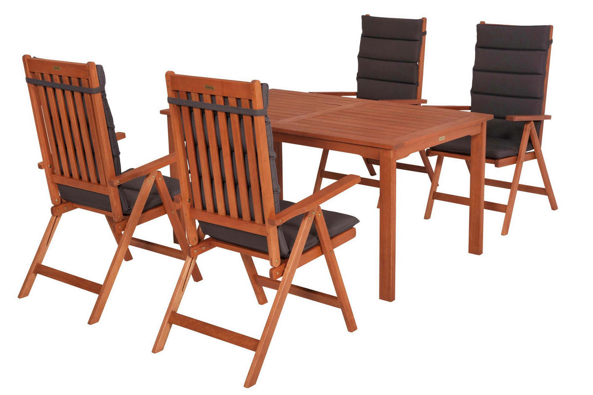 GARTENTISCHGRUPPE  - Eukalyptusholzfarben/Grau, KONVENTIONELL, Holz/Textil - Gardenson