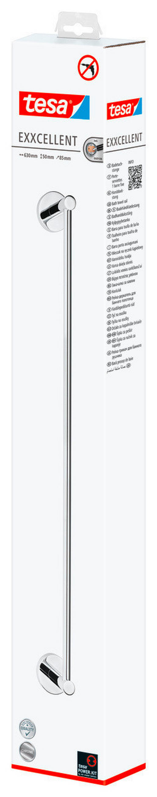 HANDTUCHSTANGE Chromfarben  - Chromfarben, Basics, Metall (63/5/9cm) - Tesa