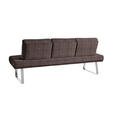 SITZBANK 209/92/78 cm  in Chromfarben, Dunkelbraun  - Chromfarben/Dunkelbraun, Design, Textil/Metall (209/92/78cm) - Dieter Knoll