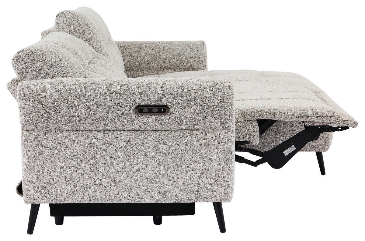 ECKSOFA in Webstoff Grau  220/156 cm  - Grau/Nickelfarben, Design, Textil/Metall (220/156cm) - Carryhome