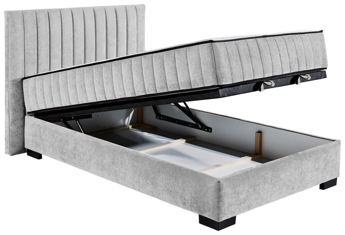 BOXBETT 120/200 cm  in Hellgrau  - Hellgrau/Schwarz, Modern, Holzwerkstoff/Kunststoff (120/200cm) - MID.YOU