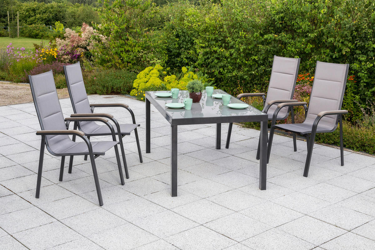 GARTENSET Aluminium  - Graphitfarben/Braun, MODERN, Textil/Metall - Gardenson