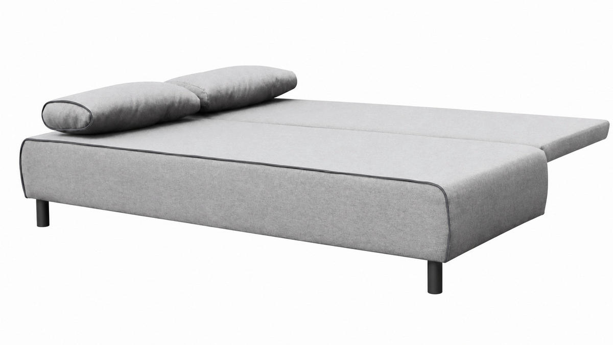 SCHLAFSOFA KALI Chenille Grau, Dunkelgrau  inkl. Rückenkissen, Armlehnenkissen, Bettkasten  - Dunkelgrau/Schwarz, Design, Kunststoff/Textil (206/82/85cm) - P & B