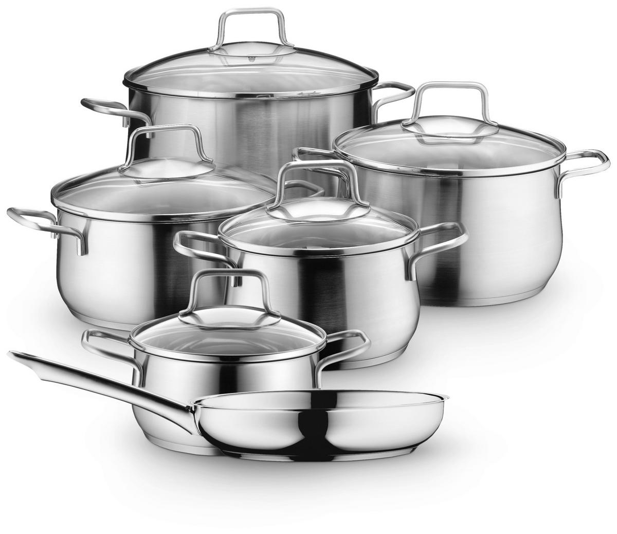 KOCHTOPFSET Brillant 6-teilig  - Klar/Edelstahlfarben, Design, Glas/Metall - WMF