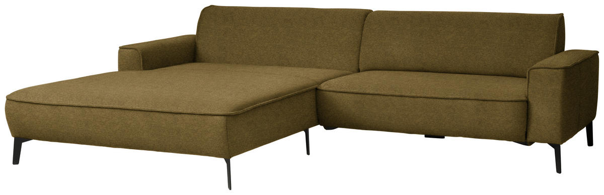 ECKSOFA in Flachgewebe Khaki  - Khaki/Schwarz, Design, Textil/Metall (190/285cm) - Johann Jakob
