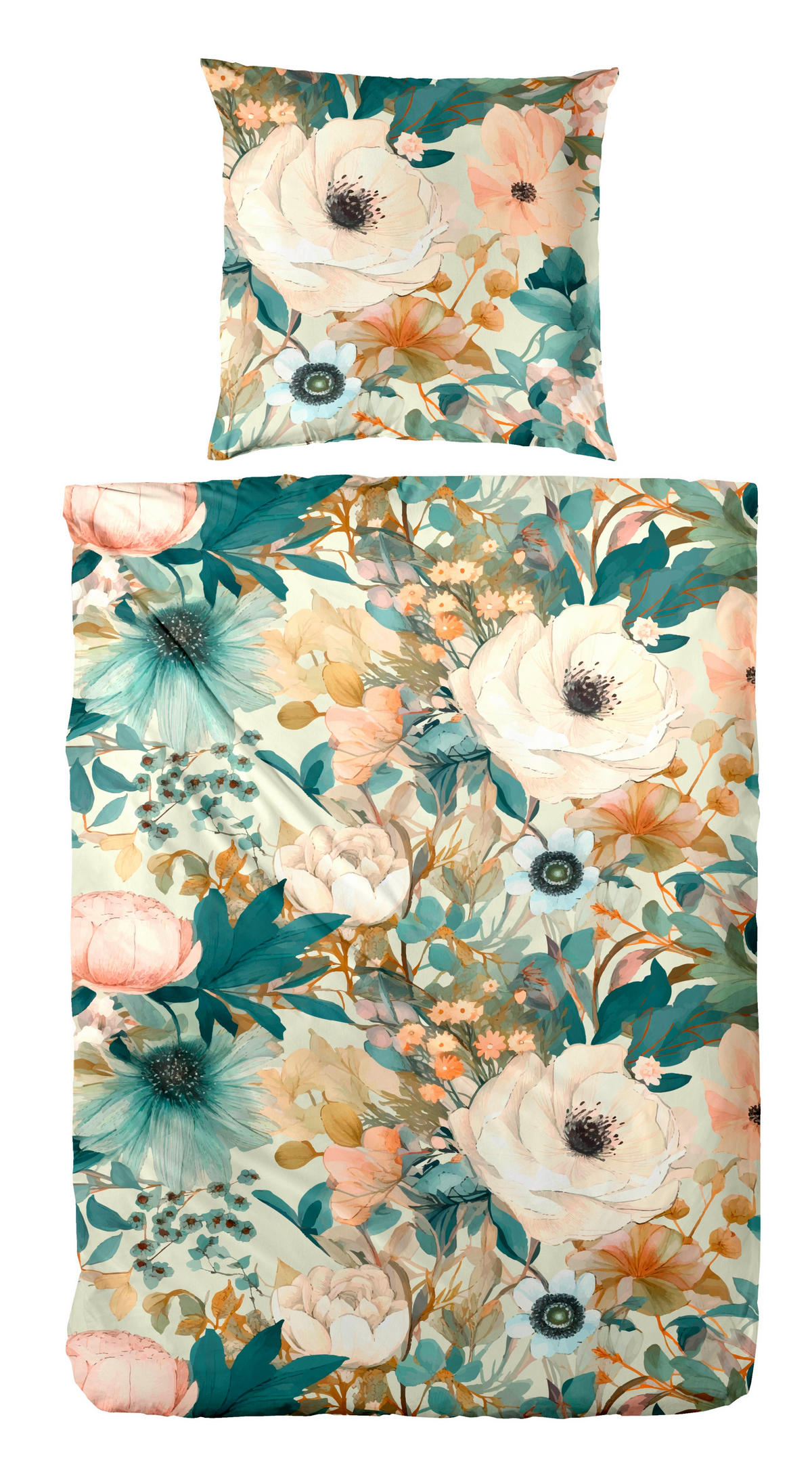 BETTWÄSCHE Makosatin 135/200 cm  - Jadegrün/Dunkelgrün, Basics, Textil (135/200cm)