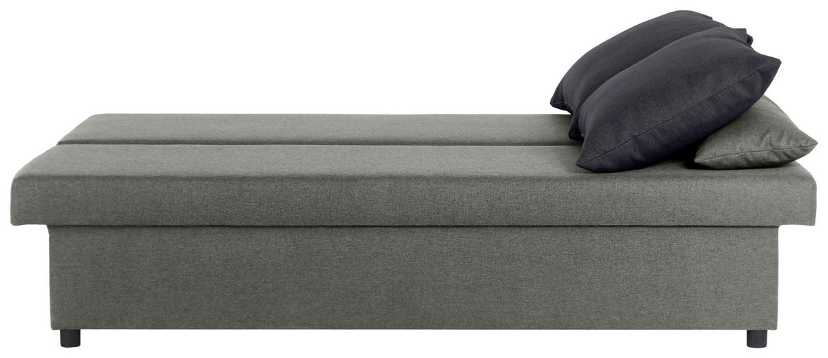 SCHLAFSOFA NEO Webstoff Grau, Dunkelgrau  inkl. Rückenkissen, Armlehnenkissen, Bettkasten  - Dunkelgrau/Schwarz, Basics, Kunststoff/Textil (192/82/82cm) - P & B