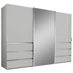 SCHWEBETÜRENSCHRANK  in Weiß  - Chromfarben/Weiß, Design, Glas/Holzwerkstoff (300/217/67cm) - Novel