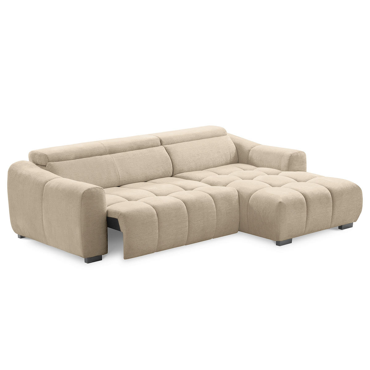 ECKSOFA  Webstoff Beige  - Beige/Schwarz, Design, Kunststoff/Textil (274/177cm) - Livetastic