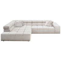 ECKSOFA Hellgrau Feincord  - Hellgrau/Schwarz, Design, Kunststoff/Textil (213/317cm) - Hom`in