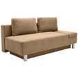 SCHLAFSOFA Flachgewebe Hellbraun  - Chromfarben/Hellbraun, Design, Holz/Textil (205/77-93/99cm) - Novel