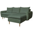 ECKSOFA Dunkelgrün Chenille  - Dunkelgrün/Buchefarben, KONVENTIONELL, Holz/Textil (244/163cm) - Carryhome