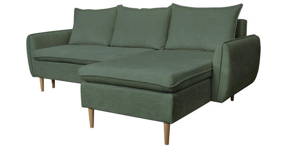 ECKSOFA Dunkelgrün Chenille - Dunkelgrün/Buchefarben, KONVENTIONELL, Holz/Textil (244/163cm) - Carryhome