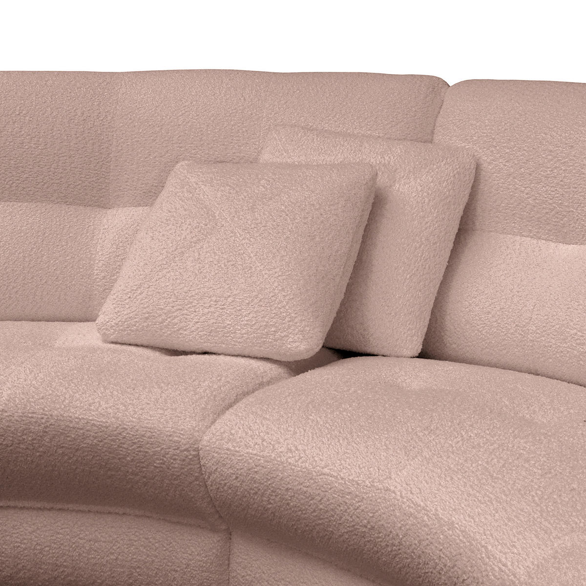 ECKSOFA in Bouclé Rosa  - Weiss/Schwarz, Design, Kunststoff/Textil (113/300cm) - Livetastic