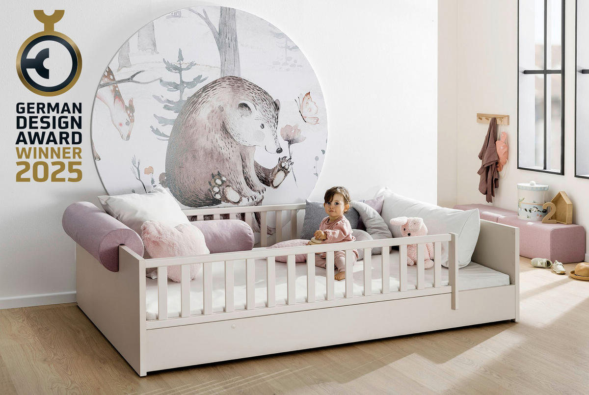 BODENBETT 90/200 cm  in Beige  - Beige/Schwarz, KONVENTIONELL, Holzwerkstoff (90/200cm) - Paidi