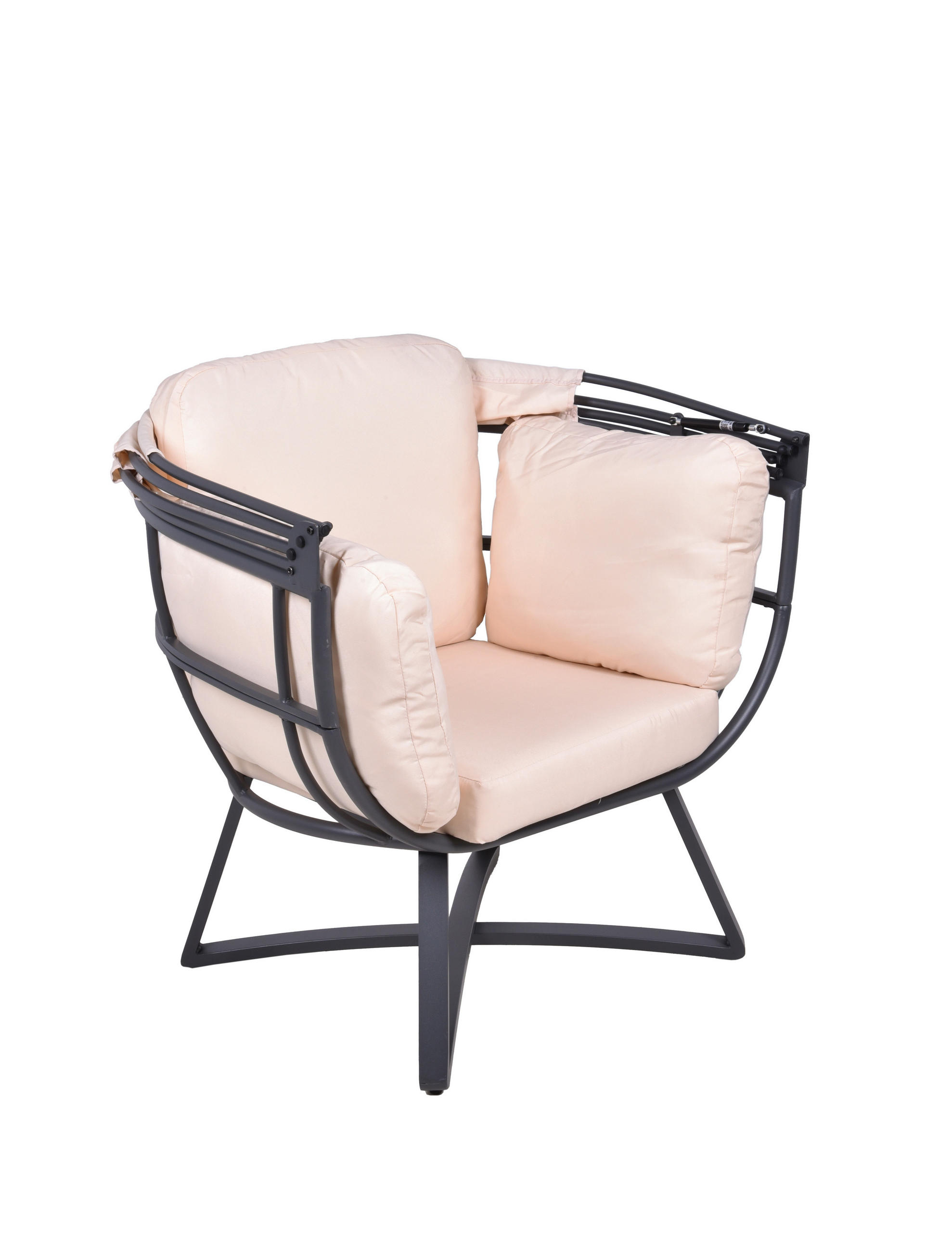 LOUNGESESSEL Anthrazit, Grau, Beige Stahl  - Anthrazit/Beige, Basics, Kunststoff/Textil (91/152/77cm) - Gardenson
