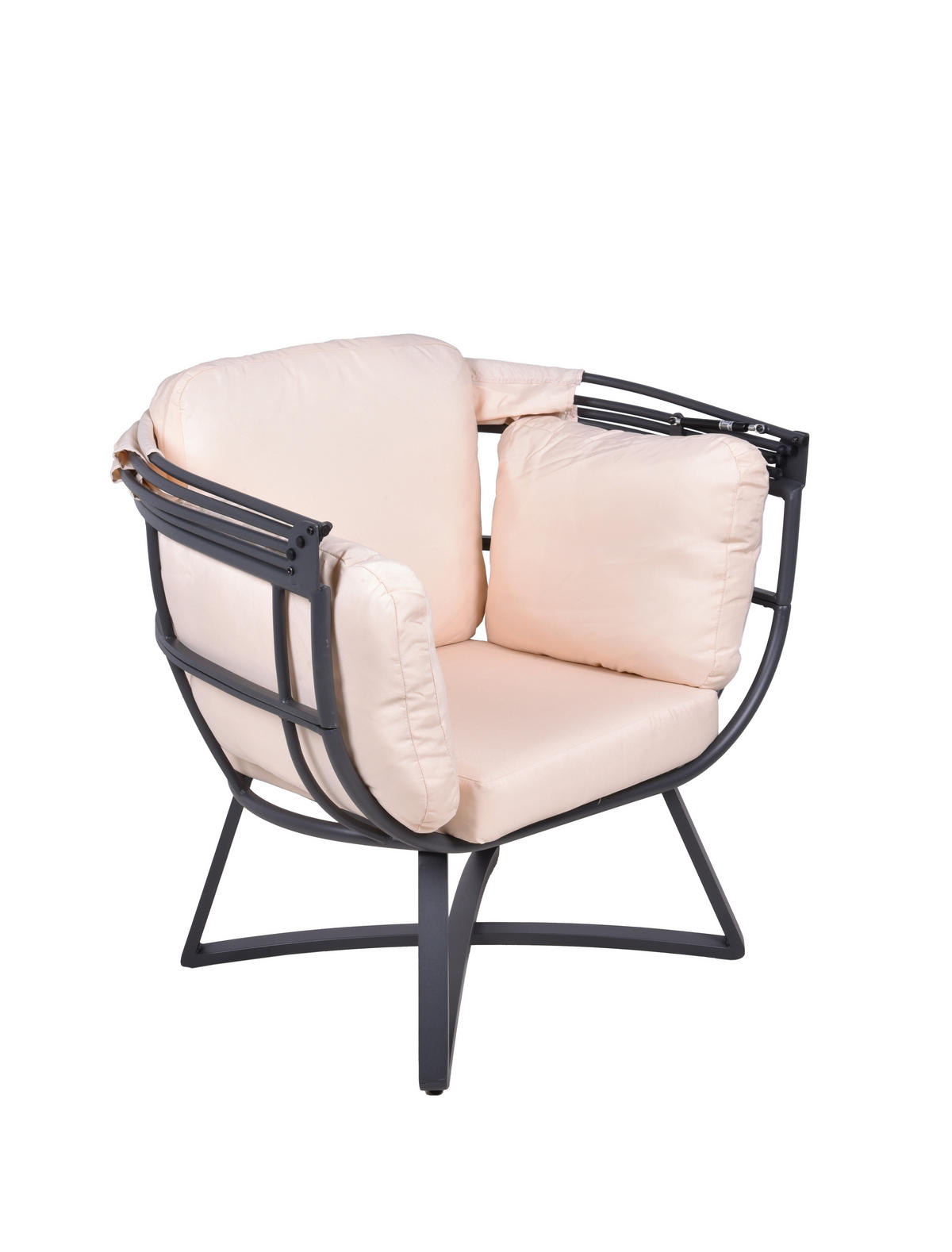 LOUNGESESSEL Anthrazit, Grau, Beige Stahl  - Anthrazit/Beige, Basics, Kunststoff/Textil (91/152/77cm) - Gardenson
