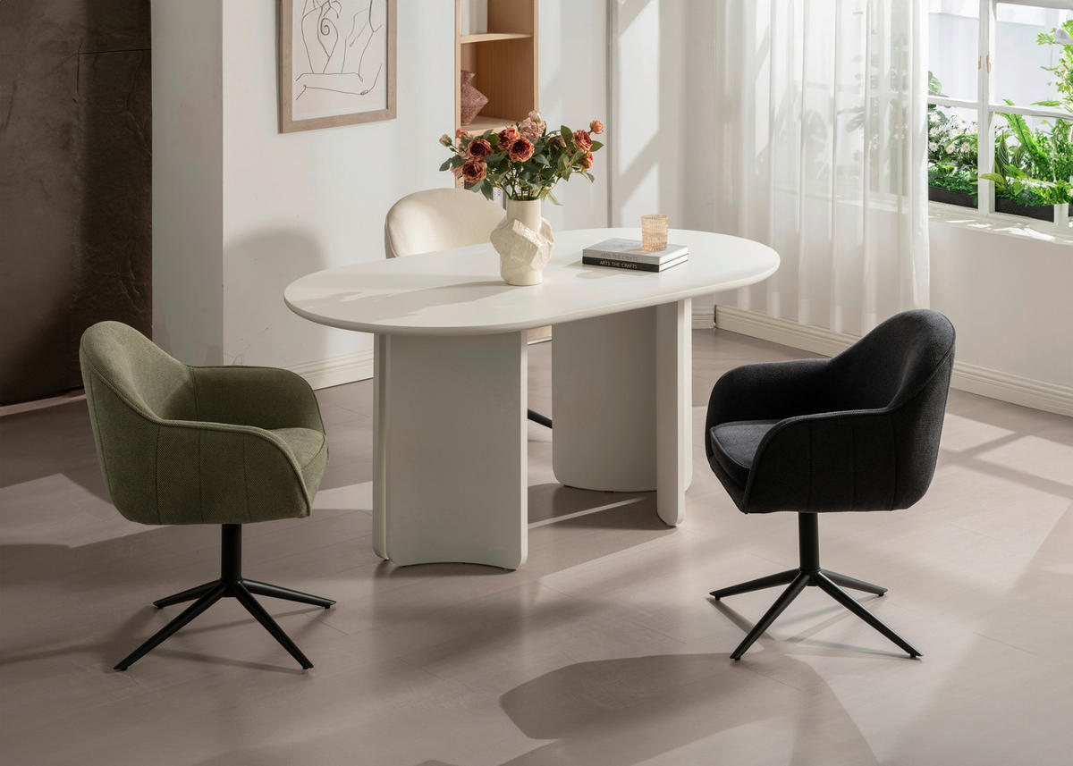 ARMLEHNSTUHL  in Eisen Leinenoptik  - Schwarz, KONVENTIONELL, Holz/Textil (60/81/62cm) - MID.YOU