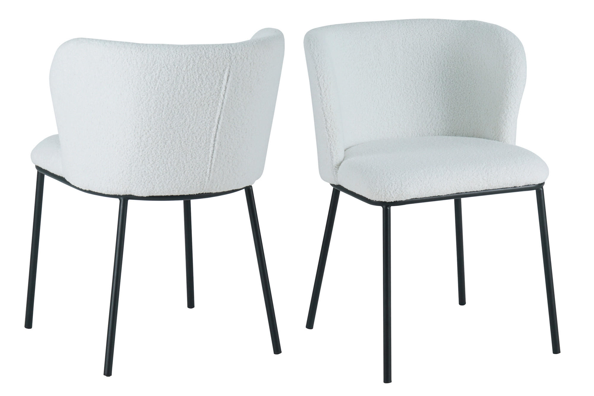 STUHL-SET 2 Stück  in Bouclé Textil  - Schwarz/Weiß, MODERN, Textil/Metall (54,5/76/59cm) - Livetastic