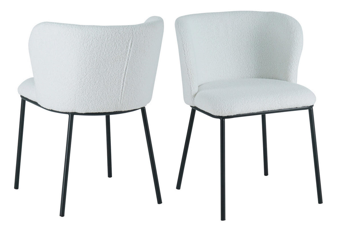 STUHL-SET 2 Stück  in Bouclé  - Schwarz/Weiß, MODERN, Textil/Metall (54,5/76/59cm) - Livetastic