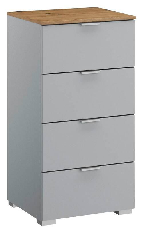 KOMMODE  in 40/81/42 cm  - Eichefarben/Alufarben, Trend, Holzwerkstoff/Kunststoff (40/81/42cm) - Stylife