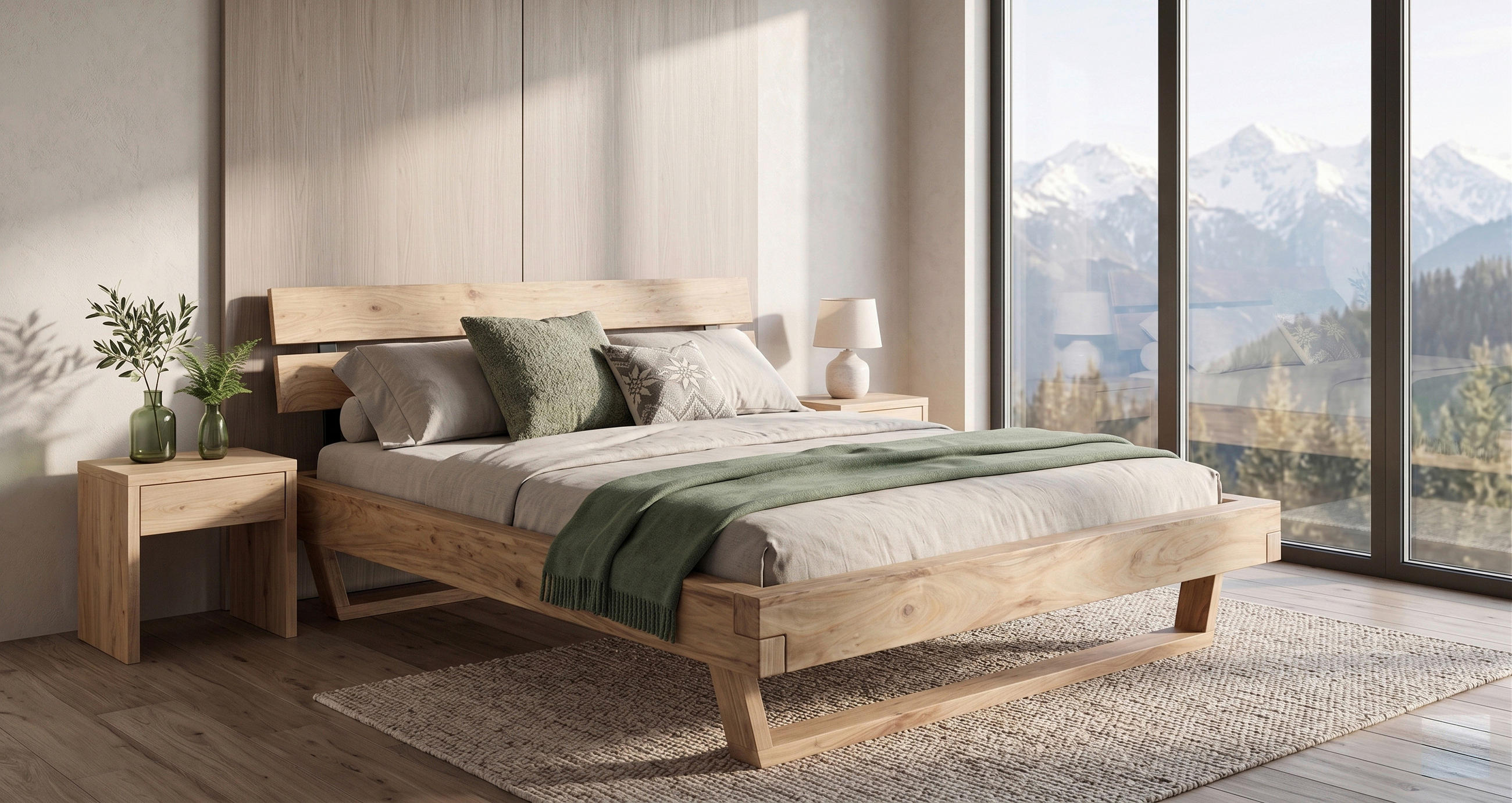 BALKENBETT 180/200 cm  in Naturfarben   - Naturfarben/Akaziefarben, MODERN, Holz (180/200cm) - MID.YOU