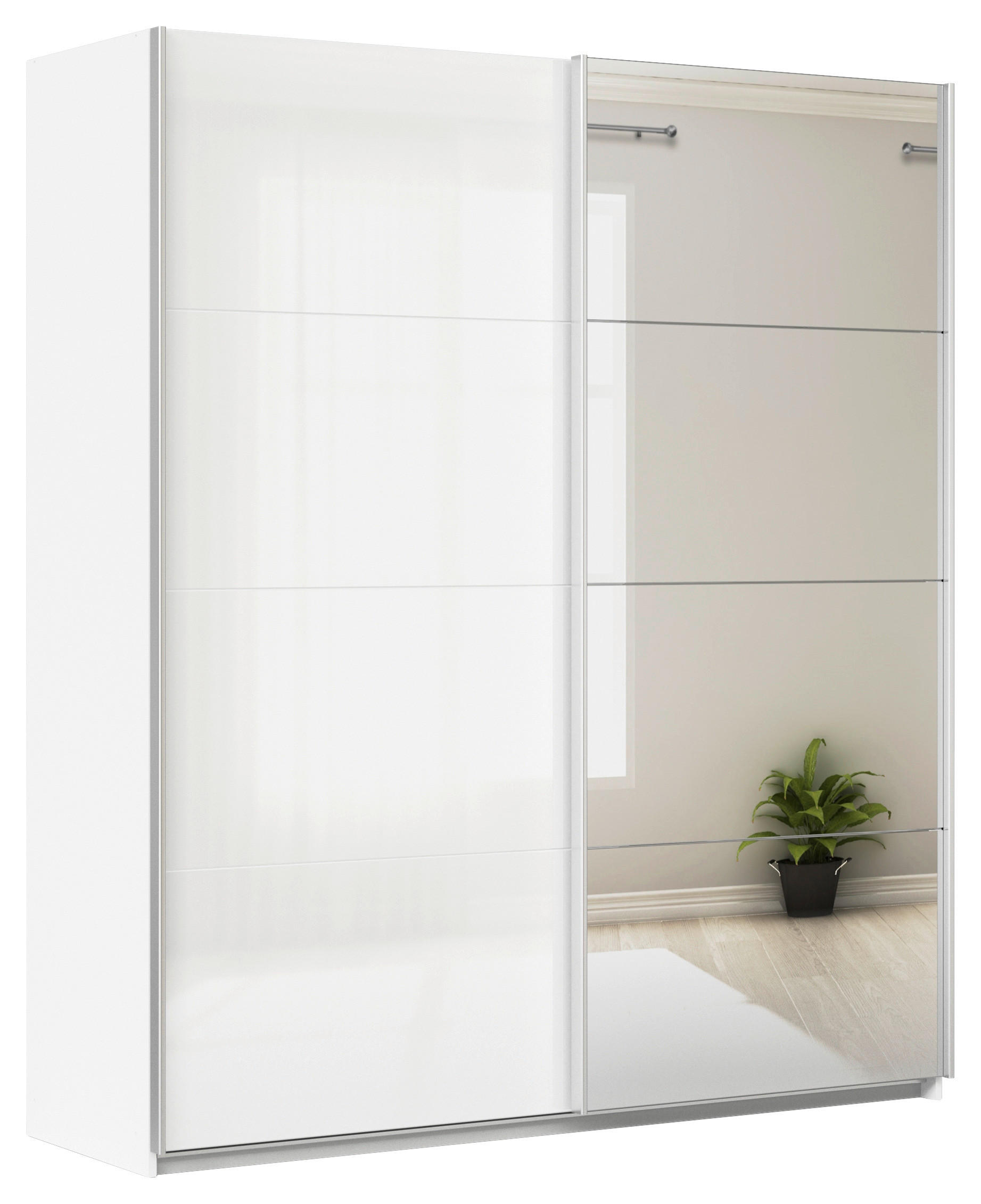 Schwebetürenschrank + Spiegel B: 181cm Feldkirch Weiß