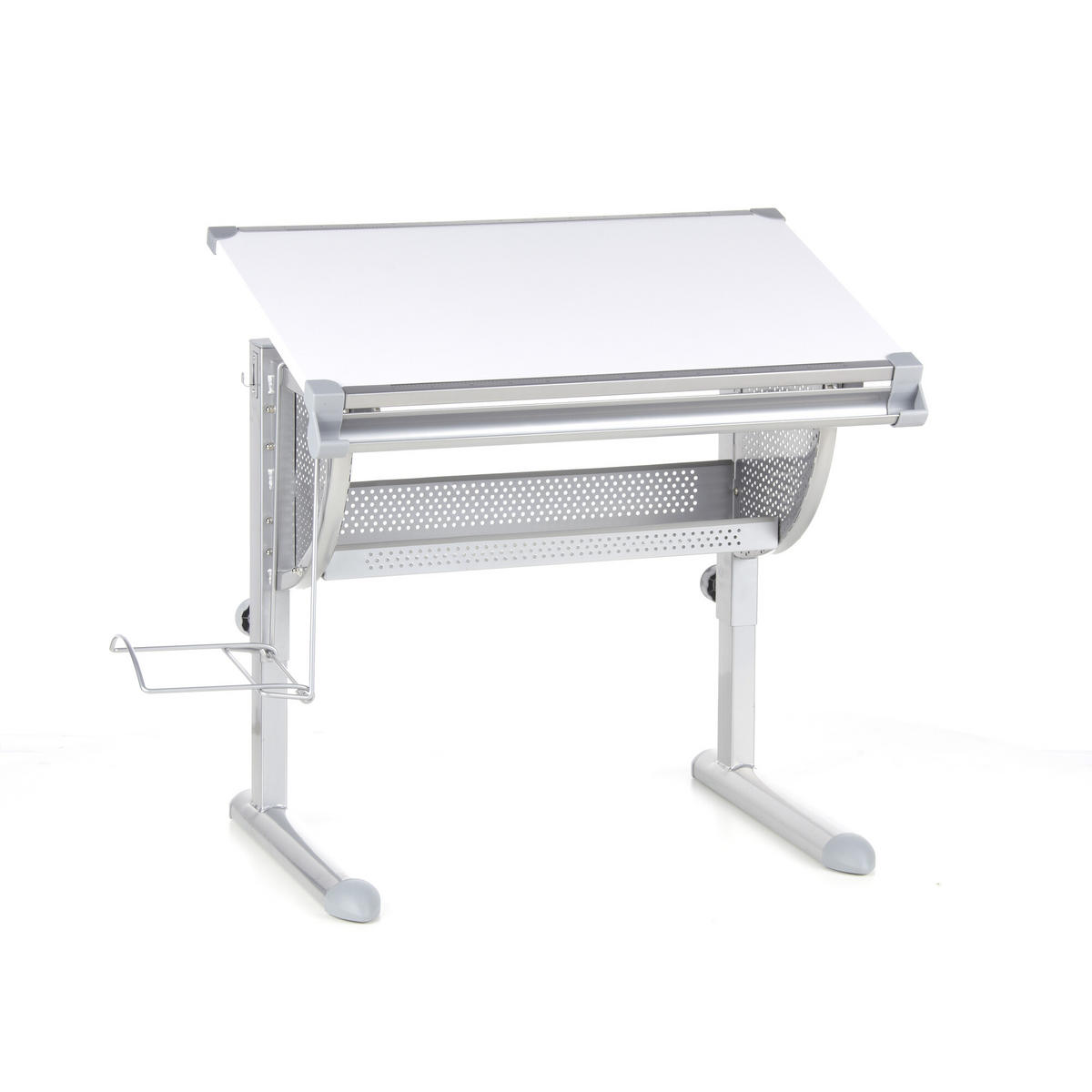 JUGENDSCHREIBTISCH 50/80/56-80 cm  - Silberfarben/Weiß, Basics, Holzwerkstoff/Kunststoff (50/80/56-80cm) - MID.YOU
