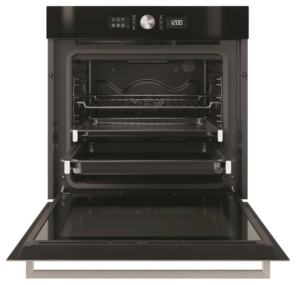 BACKOFENSET BAKO5 PF17 BLACK  - Edelstahlfarben/Schwarz, Basics, Glas/Metall (80/52cm) - Bauknecht