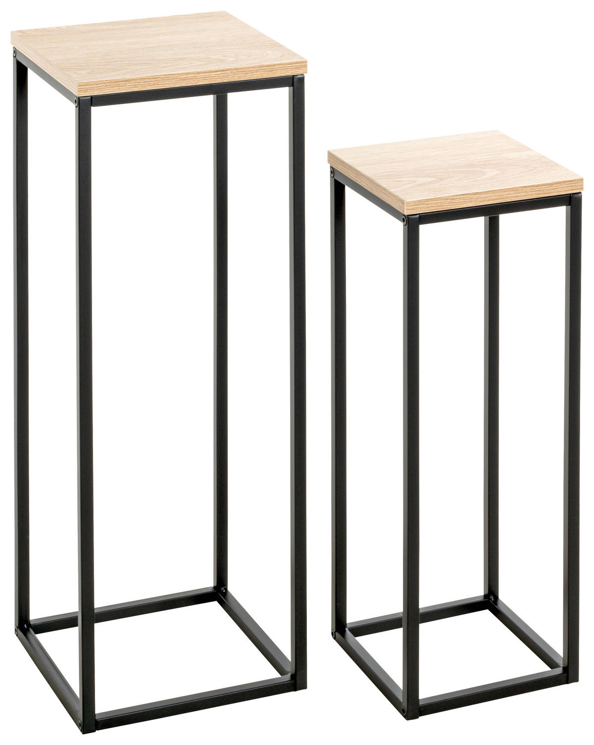 BEISTELLTISCHSET in Metall, Holzwerkstoff 19-23/19-23/54-67 cm  - Eichefarben/Schwarz, Trend, Holzwerkstoff/Metall (19-23/19-23/54-67cm)