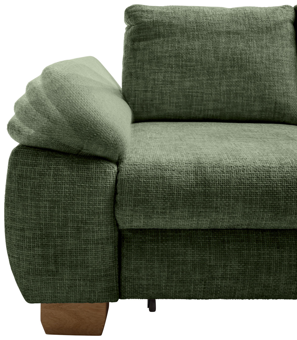 ECKSCHLAFSOFA in Struktur Dunkelgrün  - Wildeiche/Dunkelgrün, MODERN, Holz/Textil (265/206cm) - Livetastic