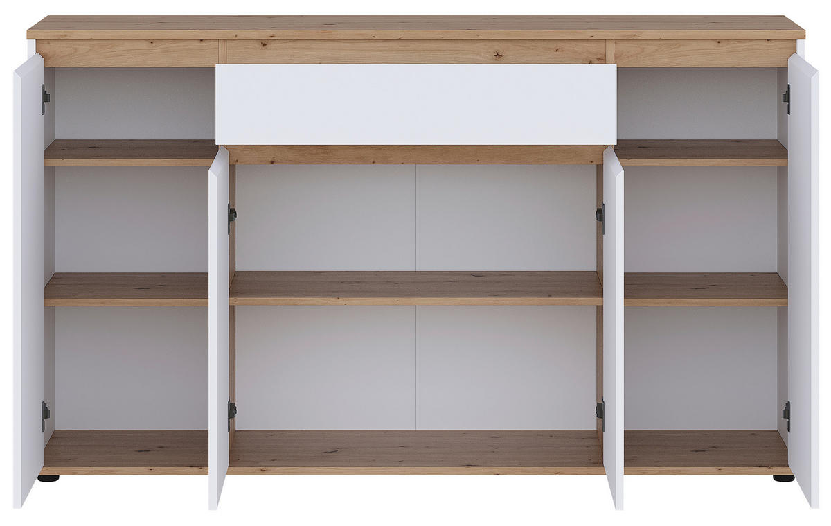 SIDEBOARD  160/93/38 cm 1 Schublade(n)  - Weiß/Eiche Artisan, MODERN, Holzwerkstoff (160/93/38cm) - Carryhome