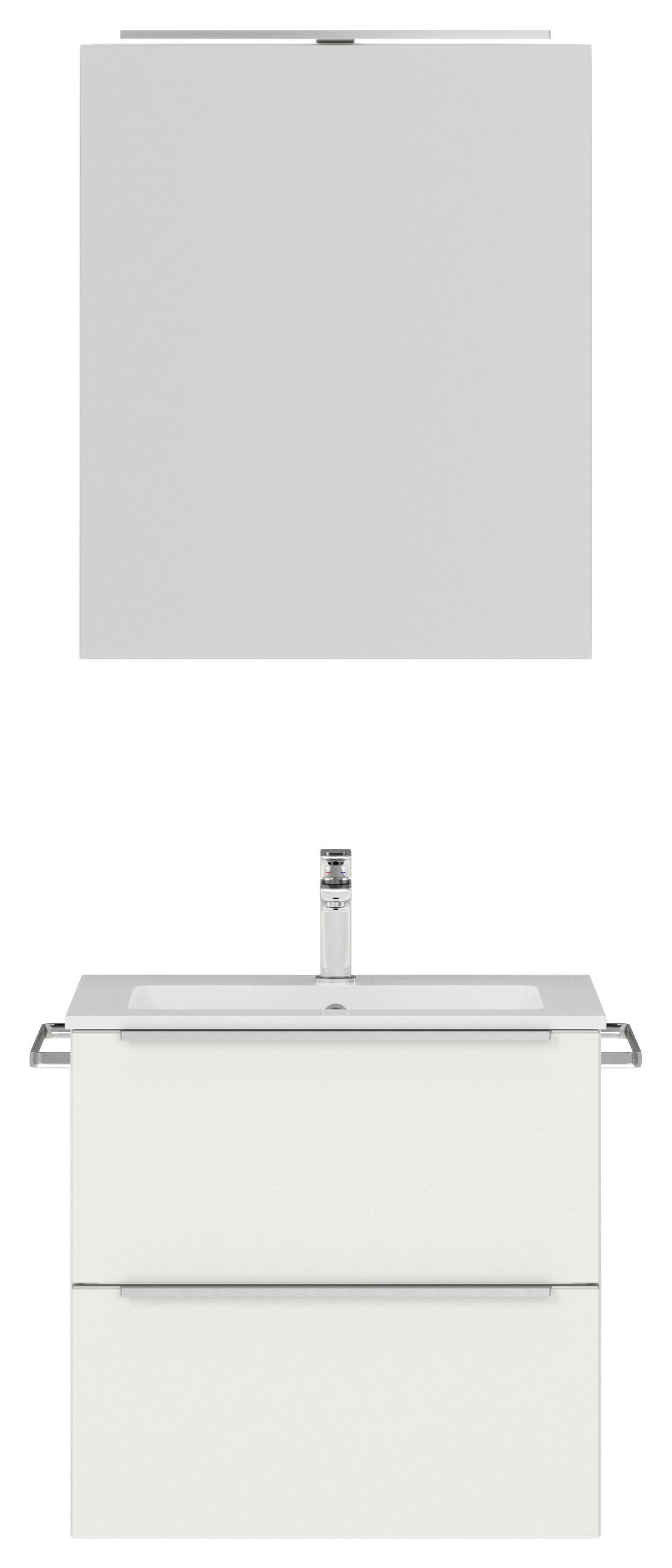 BADEZIMMER  in 61 cm  - Edelstahlfarben/Weiß, MODERN, Holzwerkstoff/Stein (61cm) - Nobilia