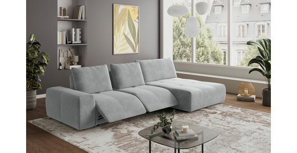 ECKSOFA in Velours Grau  - Schwarz/Grau, Design, Kunststoff/Textil (342/174cm) - Xora